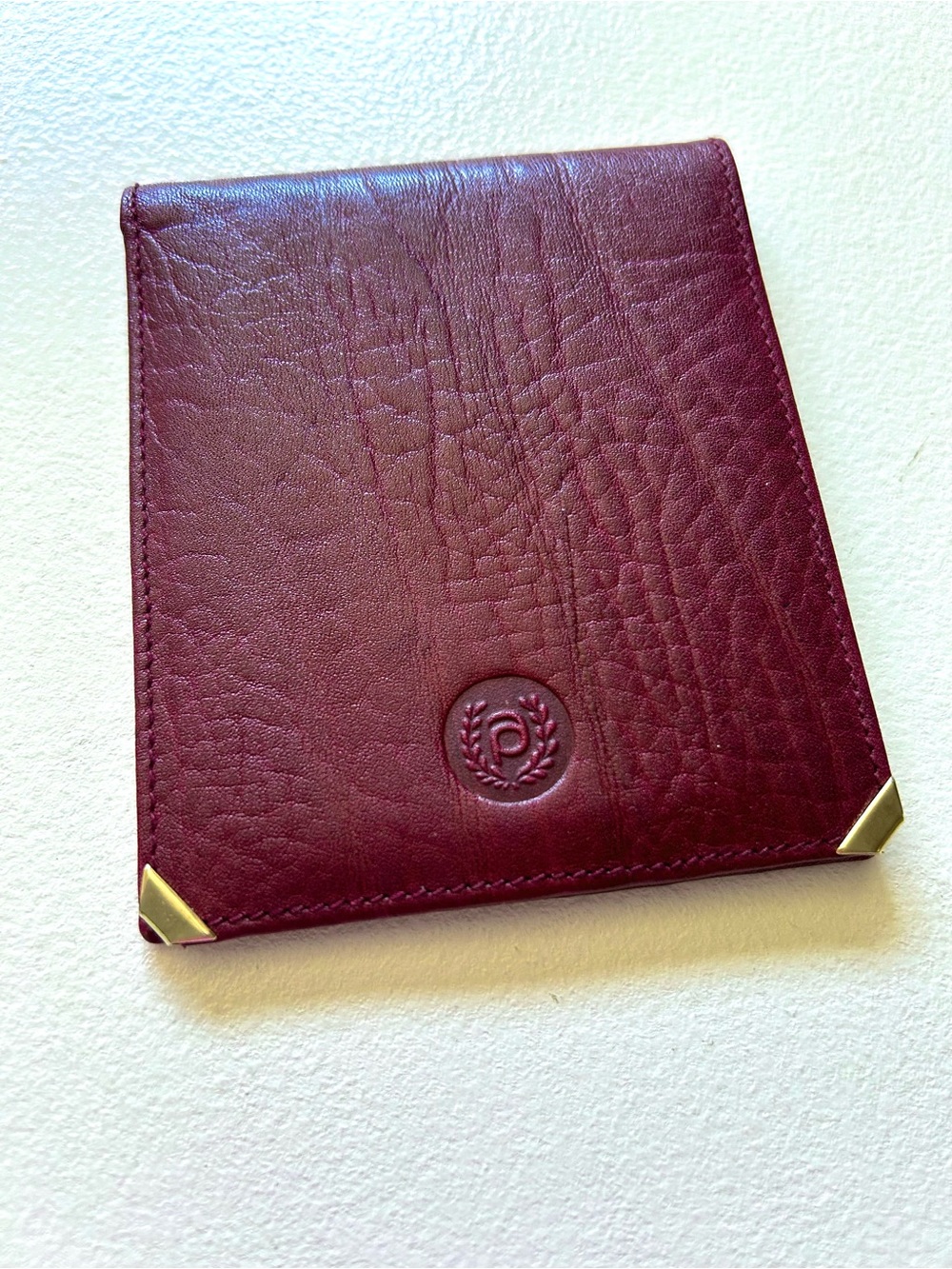 Bordeaux Leather Pierre Cardin Wallet with Gold Corner Accents